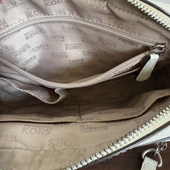 MICHAEL KORS MK GEORGIA MEDIUM MESSENGER CROSSBODY LEATHER BAG OFF WHITE - Picture 5 of 14